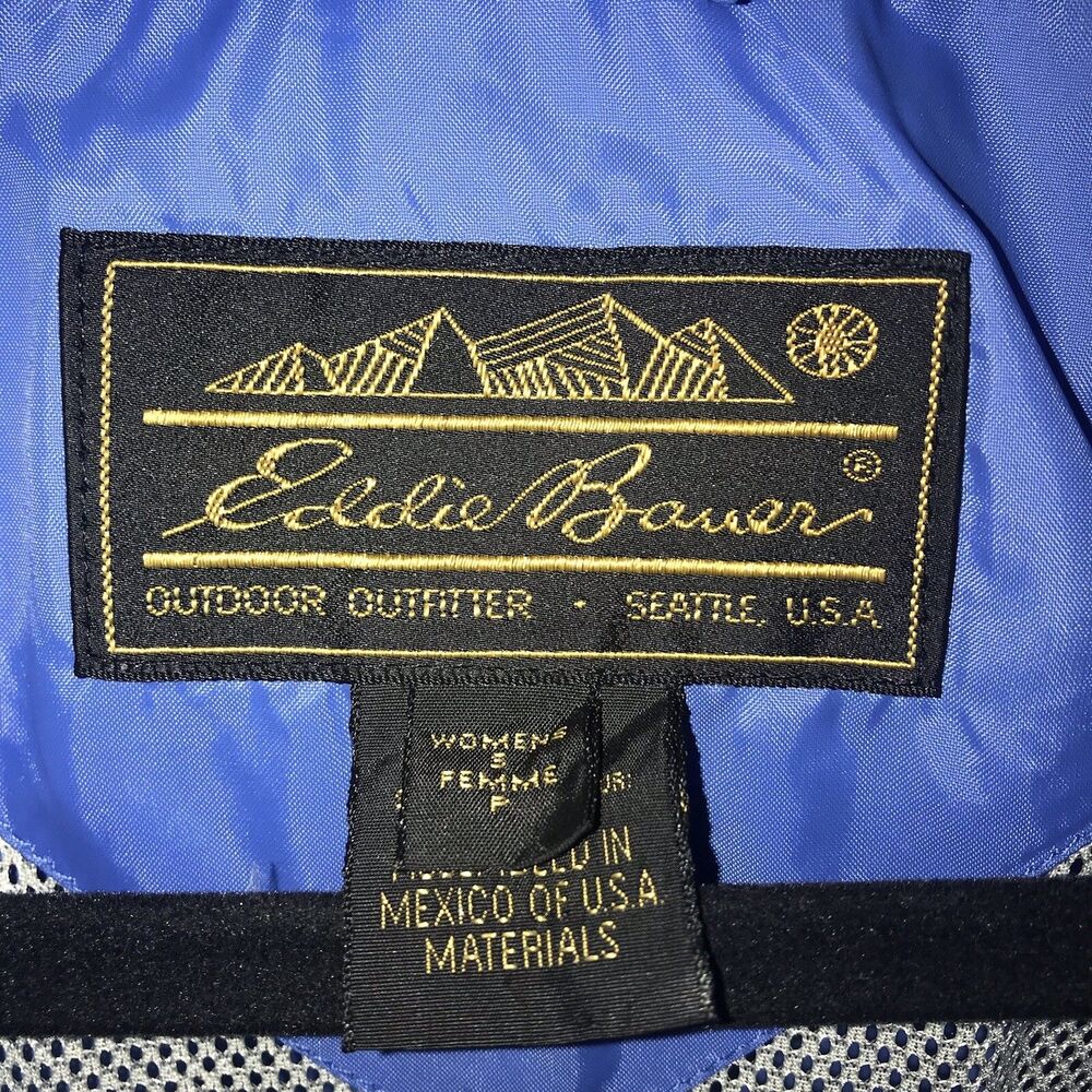 Eddie Bauer Vintage 90s Women's Hood Full Zip Windbreaker Jacket‎ Blue Small - Picture 2 of 9